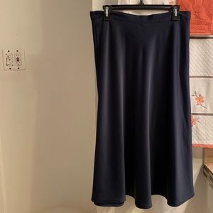 H&M navy calf length satin skirt